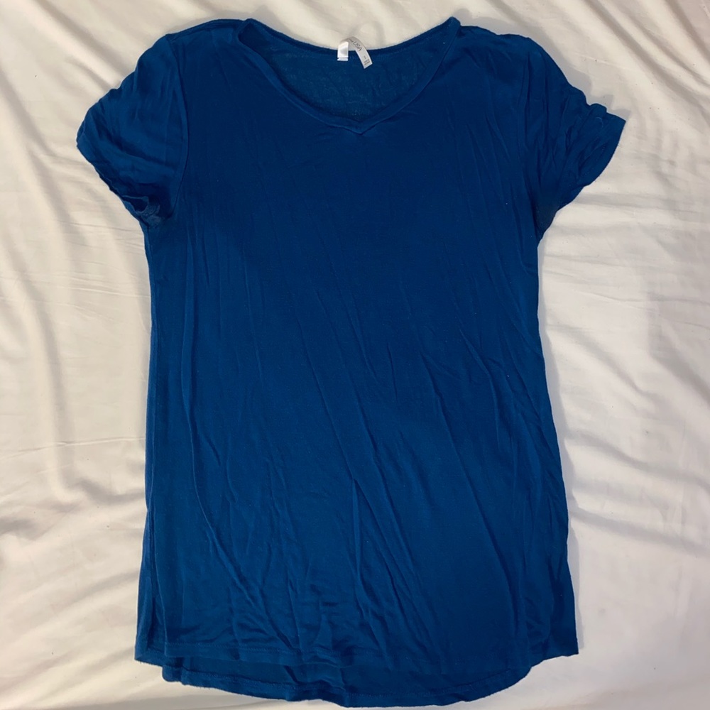 Blue Scoop Neck Tee Shirt